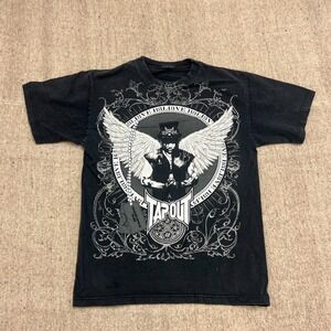 Tapout Shirt Mens Medium Black 2000s Y2K Charles Lewis Jr Mask UFC